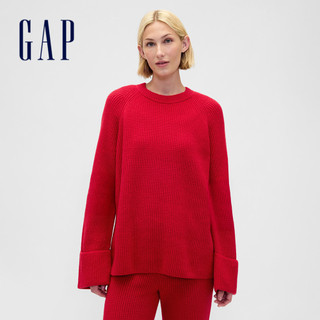 Gap 女裝 圓領長袖針織衫 CashSoft系列-紅色(836213)