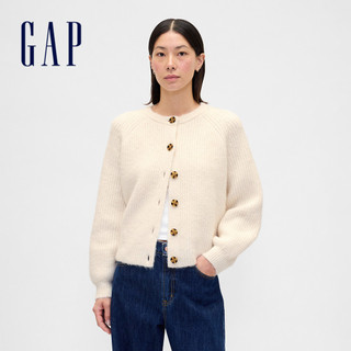 Gap 女裝 圓領針織外套-米白色(850271)