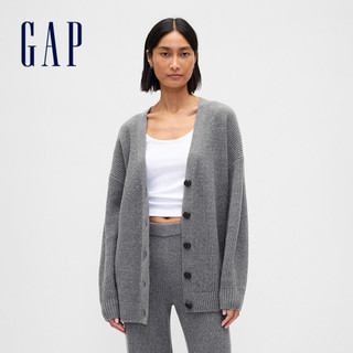 Gap 女裝 V領針織外套 CashSoft系列-淺灰色(850197)