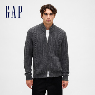 Gap 男裝 立領針織外套-深灰色(853892)