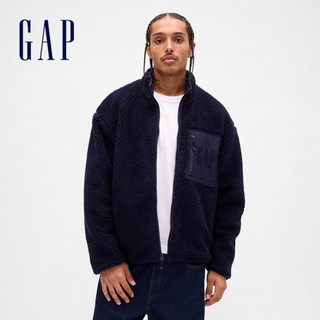 Gap 男裝 Logo刺繡立領外套-海軍藍(853427)