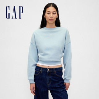 Gap 女裝 圓領大學T-淡藍色(548299)