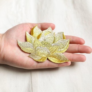 diy補丁 diy衣服貼 荷花中國風刺繡布貼補丁diy扇面首飾盒衣服裝飾4色可選背膠燙貼 衣服布貼 衣服補丁