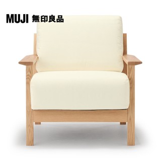 【MUJI 無印良品】木製沙發本體/聚氨酯獨立筒/1人座(大型傢俱配送)