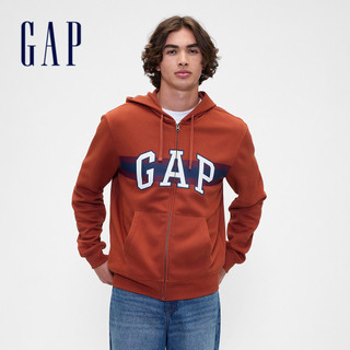Gap 男裝 Logo印花刷毛連帽外套-棕色(795558)