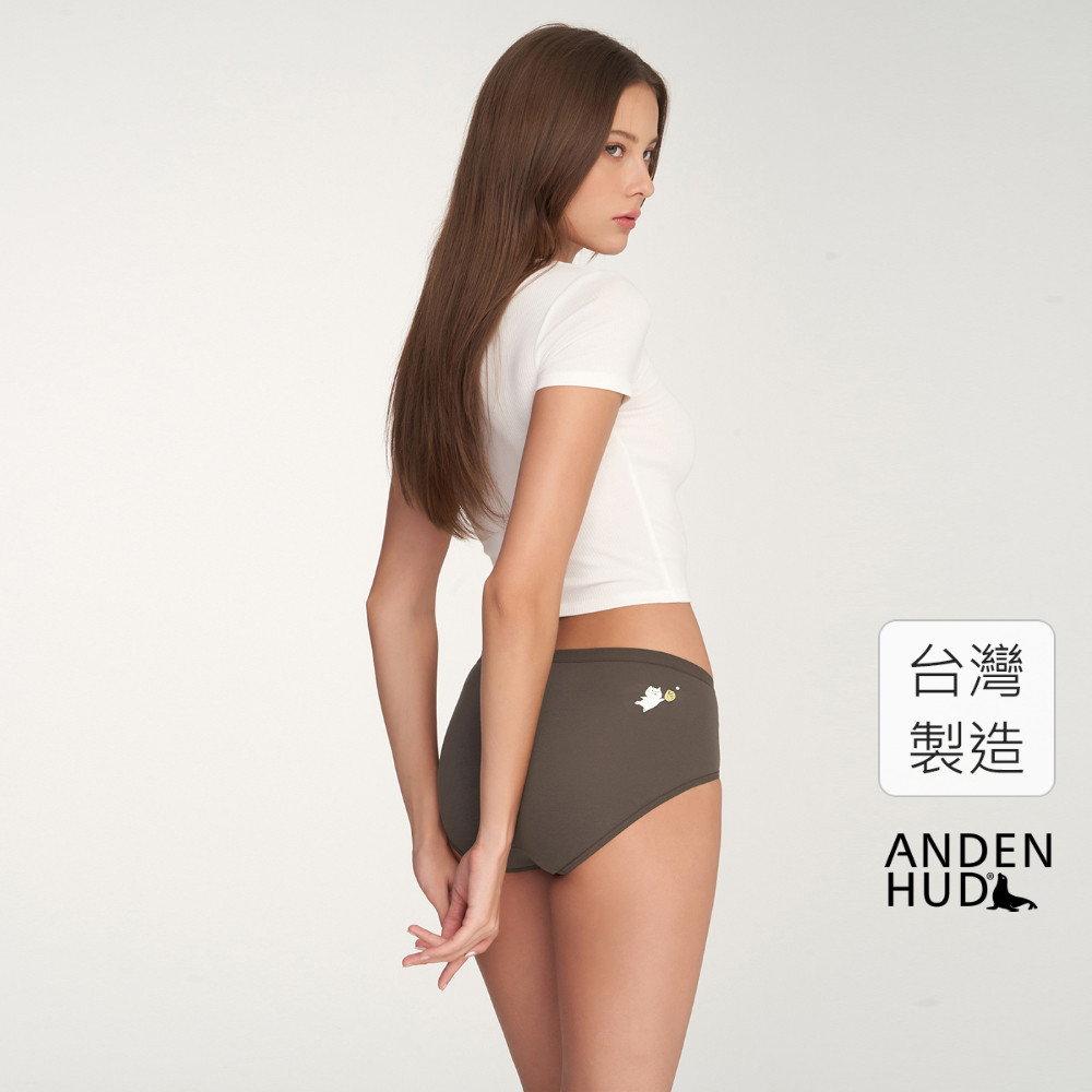 【Anden Hud】抗菌系列．中腰三角內褲(咖啡豆-棒球貓) 純棉台灣製