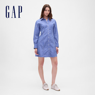 Gap 女裝 翻領長袖洋裝-藍色(815979)