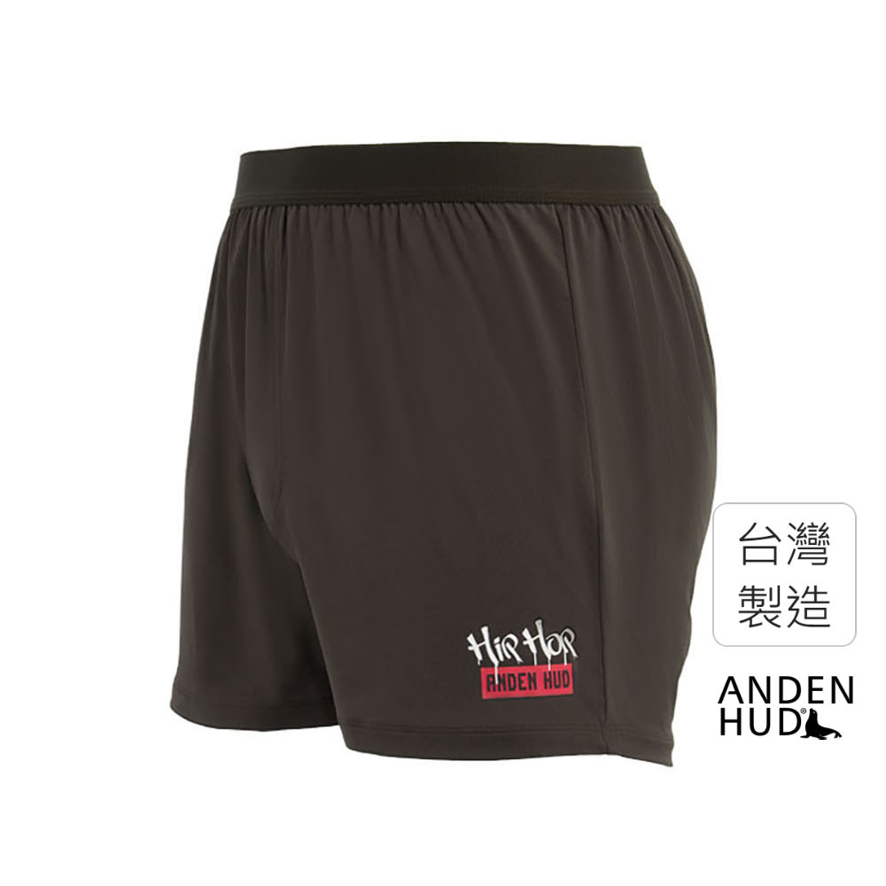 【Anden Hud】男款_吸濕排汗機能系列．不開襟寬鬆腰帶四角內褲(咖啡豆-Hip Hop) 台灣製