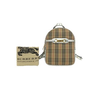 burberry 棕色 格紋牛皮帆布雙肩包