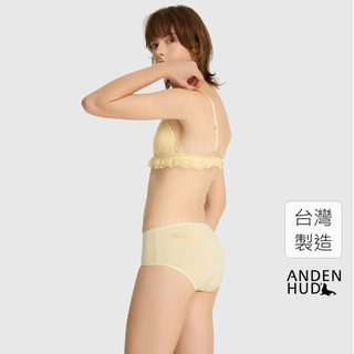 【Anden Hud】Sunday．花邊高腰三角內褲(奶油黃-睡覺橘貓) 純棉台灣製