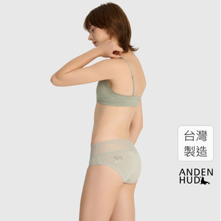 【Anden Hud】Sunday．V蕾絲中腰三角內褲(海鹽綠-週日乾杯) 純棉台灣製