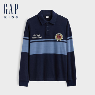 【Gap】兒童寬鬆版Gap Logo Polo衫-海軍藍(915236)