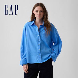 【Gap】府綢寬版襯衫-天藍色(912045)