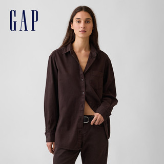 【Gap】寬版牛仔襯衫-咖啡(913919)
