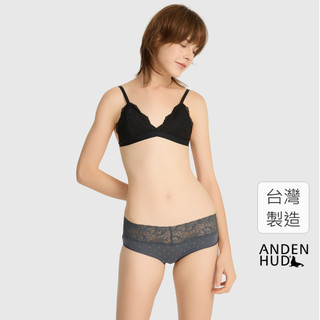 【Anden Hud】Sunday．V蕾絲中腰三角內褲(淵洋藍-白點點) 純棉台灣製