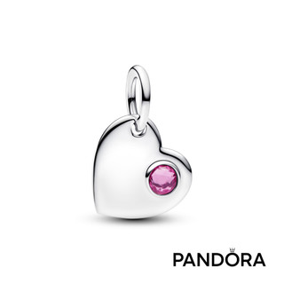 【Pandora】可鐫刻粉紅色寶石心形吊飾 母親節禮物 520禮物 官方直營