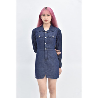 (S) air space 棉質牛仔denim長袖藍色洋裝二手衣