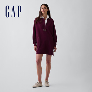 【Gap】Gap Logo休閒迷你洋裝-深酒紅(910946)