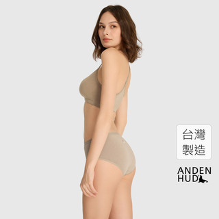【Anden Hud】Sunday Morning．中腰三角內褲(復古卡其-刺繡咖啡) 純棉台灣製