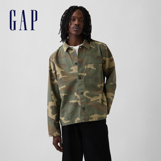【Gap】帆布牛仔迷彩工裝襯衫-迷彩(883710)
