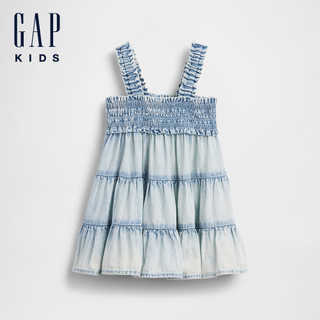 【Gap】嬰兒牛仔層疊洋裝-大理石水洗(880388)