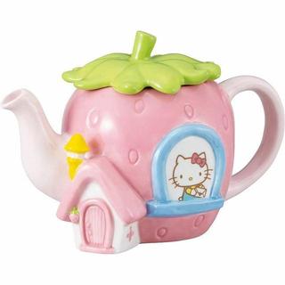 小禮堂 Sanrio 三麗鷗 Hello Kitty 陶瓷造型茶壺 450ml (草莓屋款)