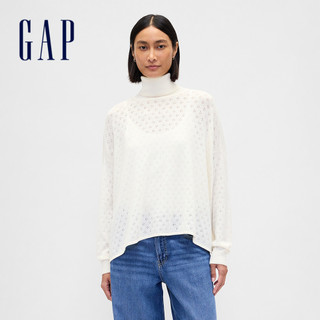 Gap 女裝 立領長袖針織衫-象牙白(864042)