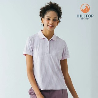 【Hilltop山頂鳥】Polygiene吸濕快乾抗UV彈性印花POLO衫女款粉印花(網球拍)PS14XFM4ECFZ