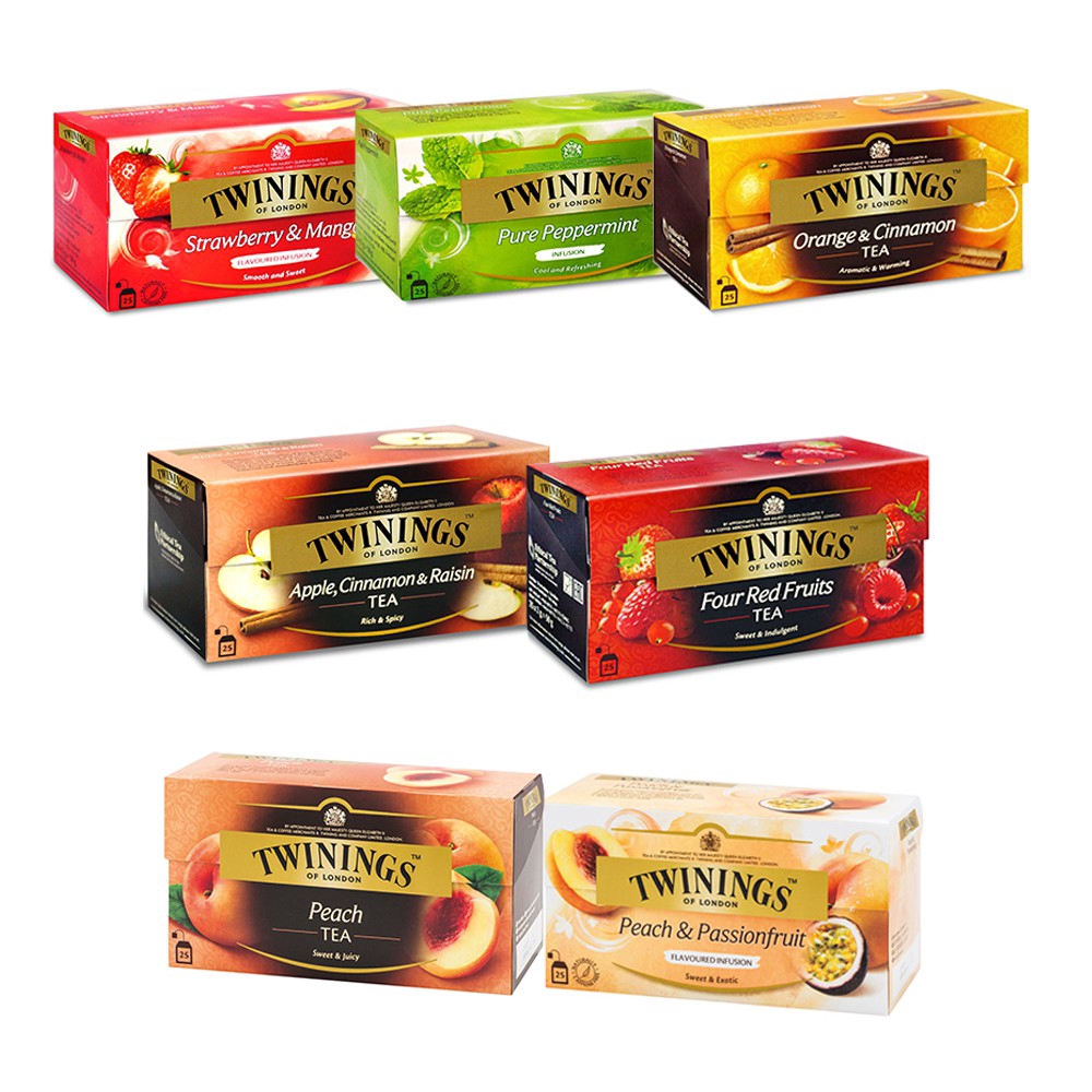 【蝦皮直營】Twinings唐寧茶果香茶四紅果/異國香蘋/沁心薄荷/香甜蜜桃/香橙肉桂/草莓芒果熱帶風情2gx25入