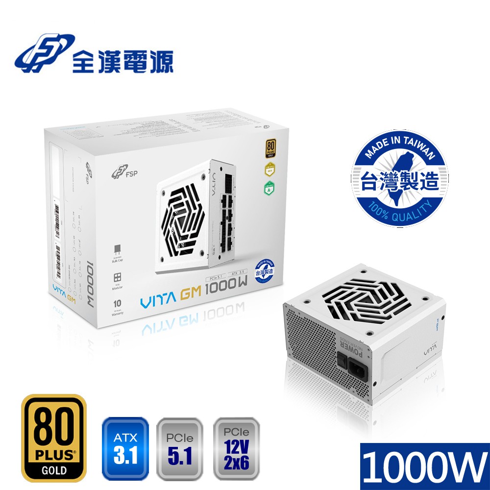 FSP全漢 VITA GM MIT 1000W White  80PLUS 金牌 電源供應器(台灣製造) 現貨 廠商直送