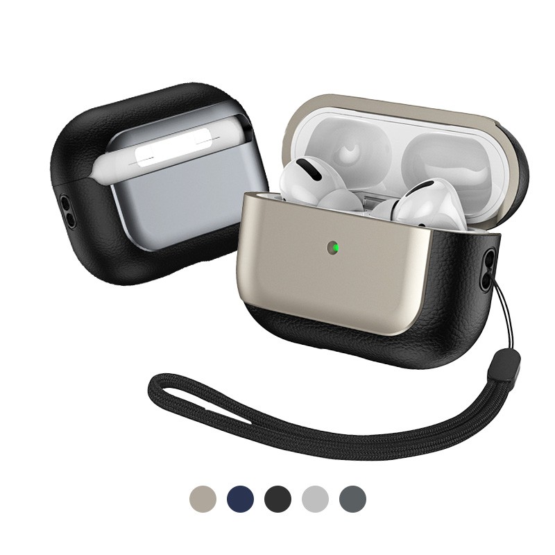 雙料 皮革 金屬質感 掛繩 保護殼 Airpods 4 Pro 2 Pro2 代 防摔殼 耳機殼 廠商直送