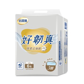 【蝦皮直營特選】倍潔雅好韌真3層抽取衛生紙PEFC-100抽x6包/串