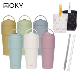 【蝦皮直營特選】WOKY 沃廚 輕芯鈦瓷渾圓杯770ml (附矽膠吸管+Tritan彈跳吸管) (二代防漏升級)