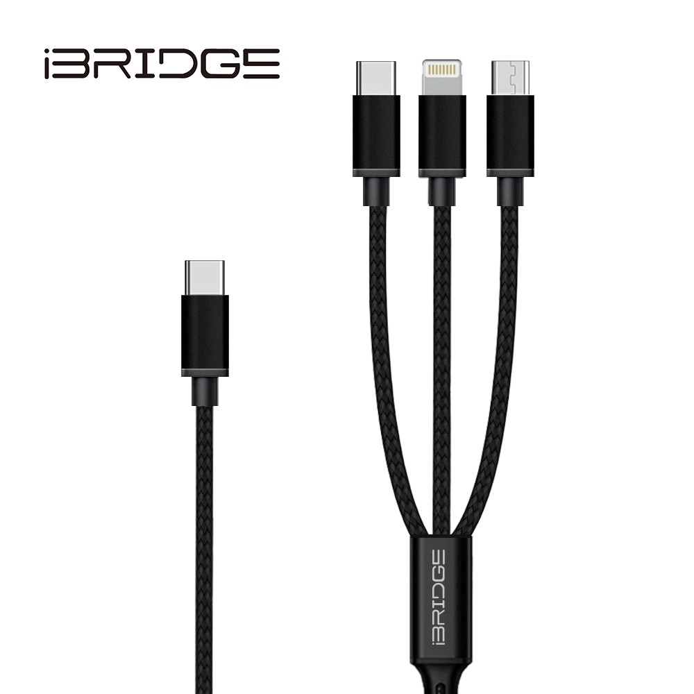 iBRIDGE 三合一PD 100W傳輸充電線 30公分  IBA007 現貨 廠商直送