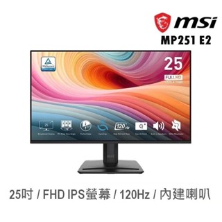 MSI 微星 PRO MP251 E2 24.5吋 螢幕顯示器 電腦螢幕 120Hz/IPS 商用辦公 現貨 廠商直送