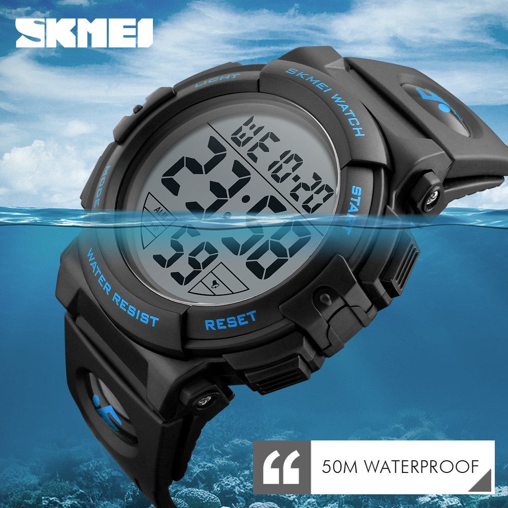 Skmei 1258 男士多功能手錶軍用 5Bar 防水數字手錶 Relogio Masculino 時尚戶外運動手錶