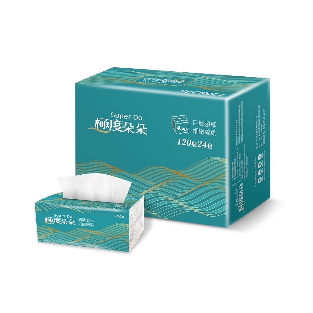 【蝦皮直營】Super Do極度朵朵 四層超厚柔抽取式花紋家用紙120抽24包/串