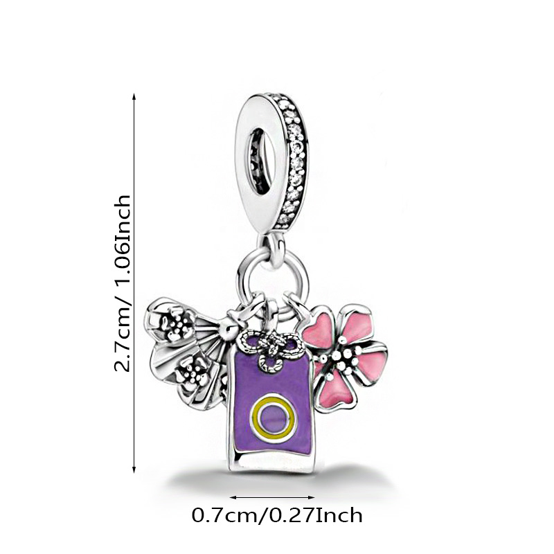 1個 s925多種顏色組合的櫻花扣串珠適配於pandora3.4mm手鍊以及各種項鍊