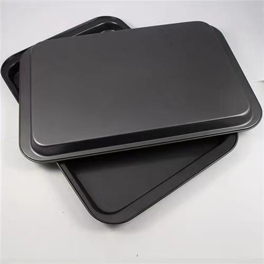單個黑色長方形碳鋼烤盤，製作蛋糕烤肉烤雞多功能家用烘焙工具