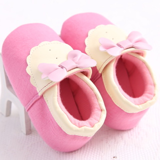粉色蝴蝶結可愛寶寶樂福鞋 防滑新生兒學步鞋
