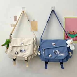 【星星包包專賣店】 韓版ins風大容量斜揹包 原宿復古工裝風郵差包學生尼龍斜揹包