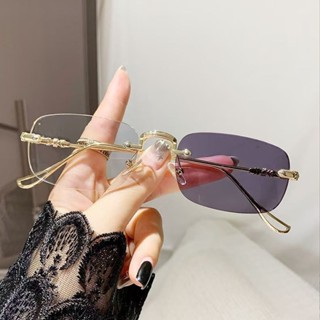 變色防輻射無框眼鏡男女士長方形電腦眼鏡學生護眼墨鏡