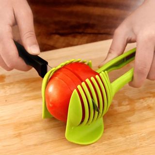 1pcs綠檸檬番茄切片機多功能水果分割器帶手柄番茄切片機家用檸檬切片機