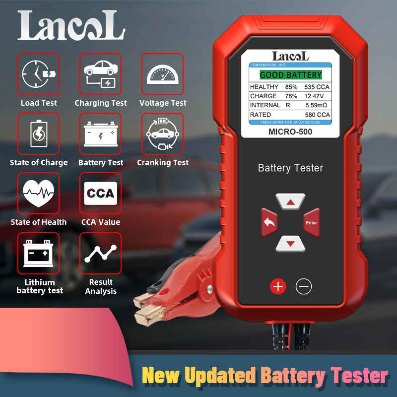 Lancol Micro 500 汽車電池測試儀 12V 鋰電池測試鉛酸電池分析儀系統測試 40-3000 CCA LE