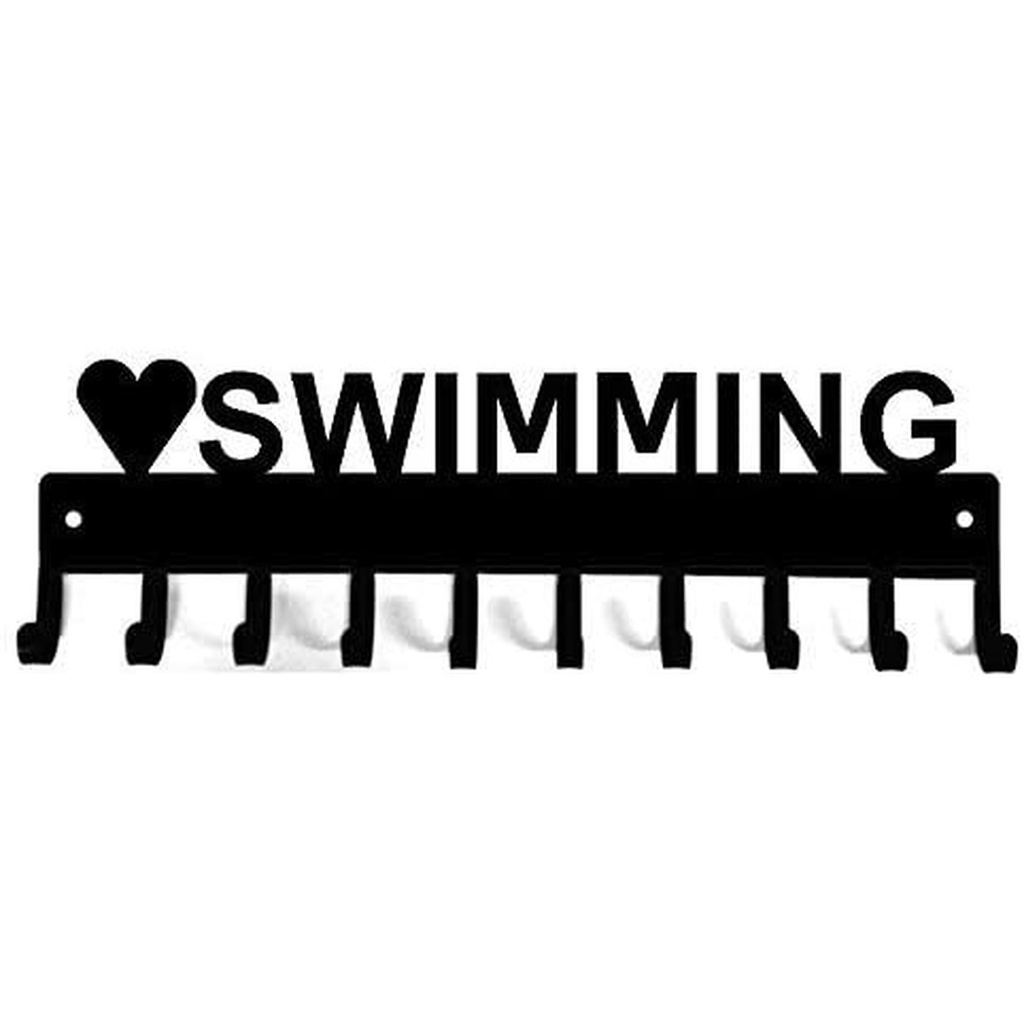 Love 游泳獎牌衣架壁掛式掛鉤漂亮藝術品形狀裝飾牆貼 - 14.5 英寸帶 10 個掛鉤金屬吊墜牆壁藝術家居裝飾配件