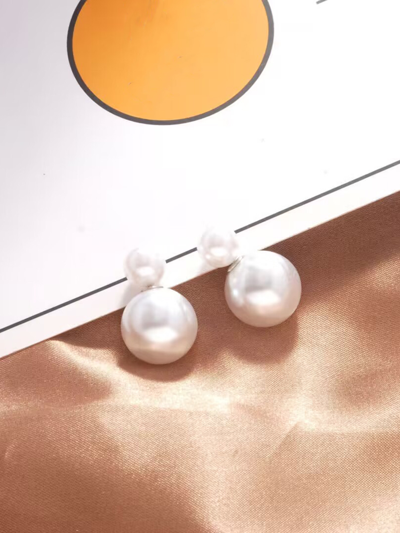一對歐美時尚流行大小雙面珍珠耳環【A202】