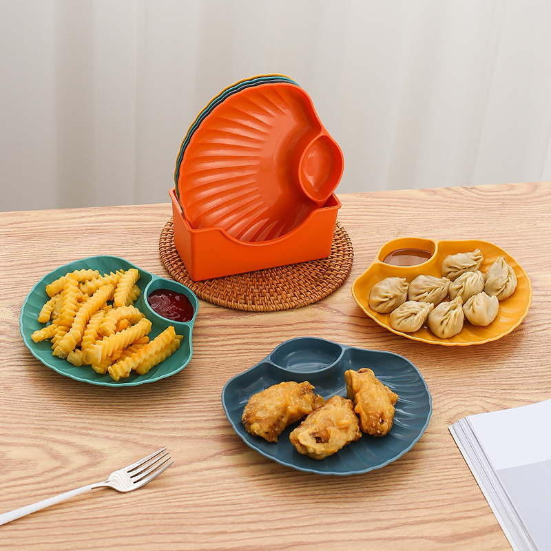 麥秸七彩餃子甜品堅果零食果殼餐盤碟盤帶支架