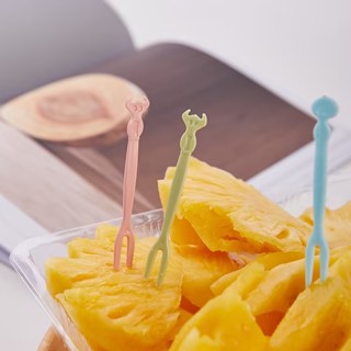 家用可愛水果叉套裝塑料一次性水果挑家用蛋糕蔬菜沙拉叉