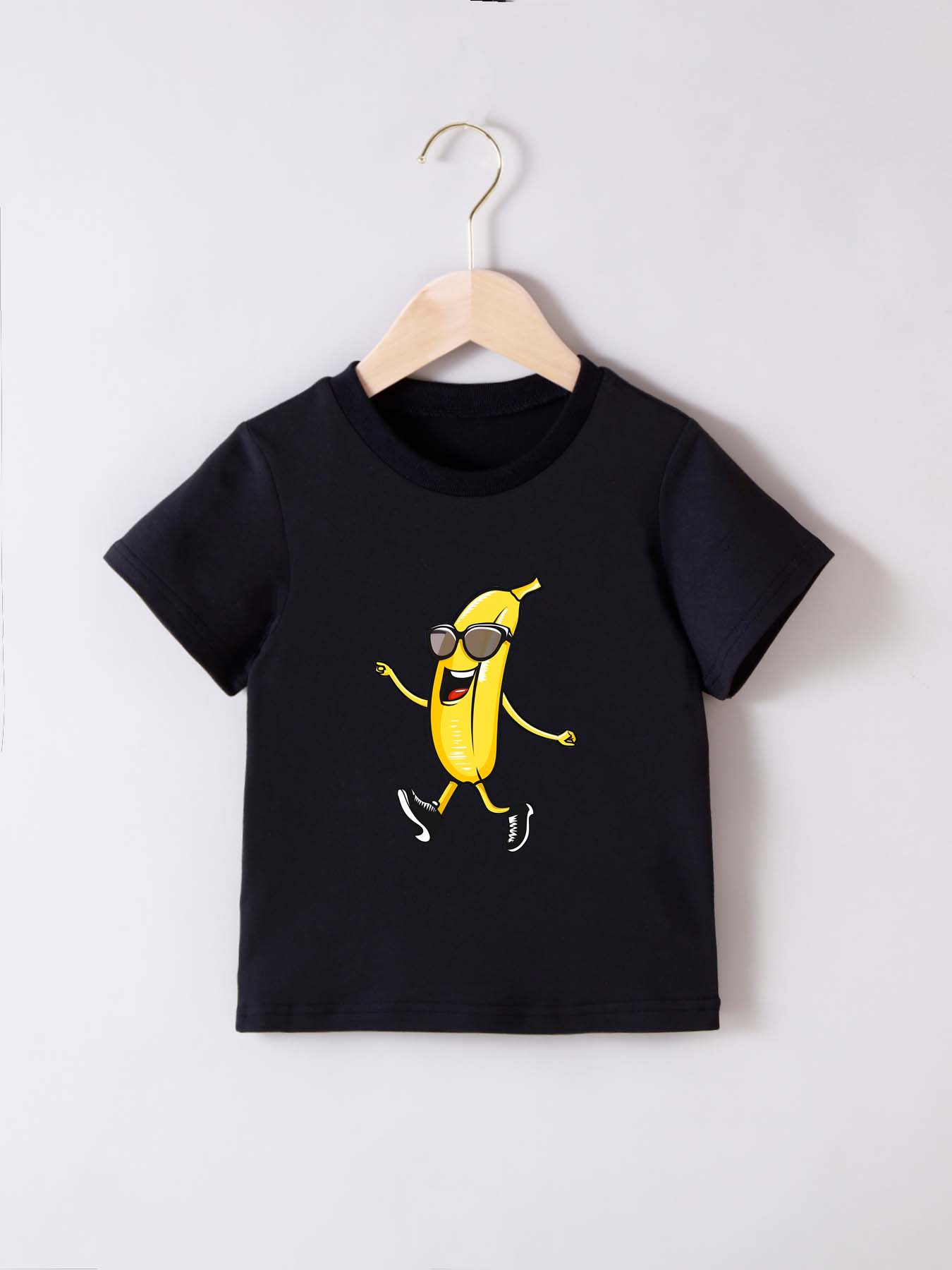 兒童香蕉卡通短袖 T 恤