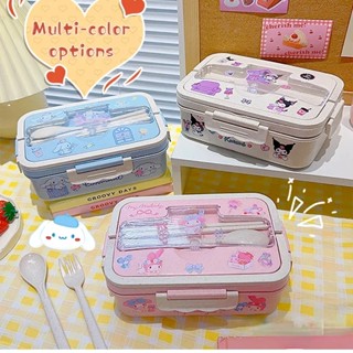 Kuromi 午餐盒 Cinnamoroll My Melody 學生隔層環保便當盒餐具食品收納盒